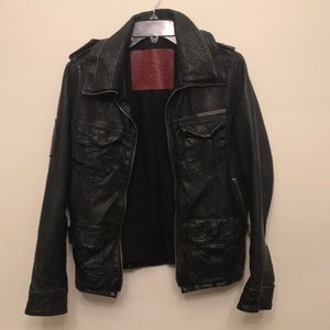 superdry mens leather jacket
